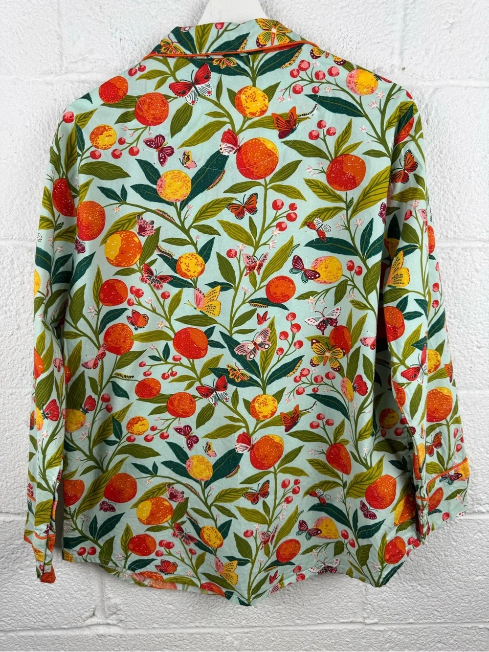Printfresh Butterfly Grove Organic Cotton Pajama Top Citrus Butterflies M